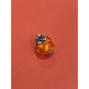 James Avery Retired Orange Summer Sun Finial Glass Art Bead Charm